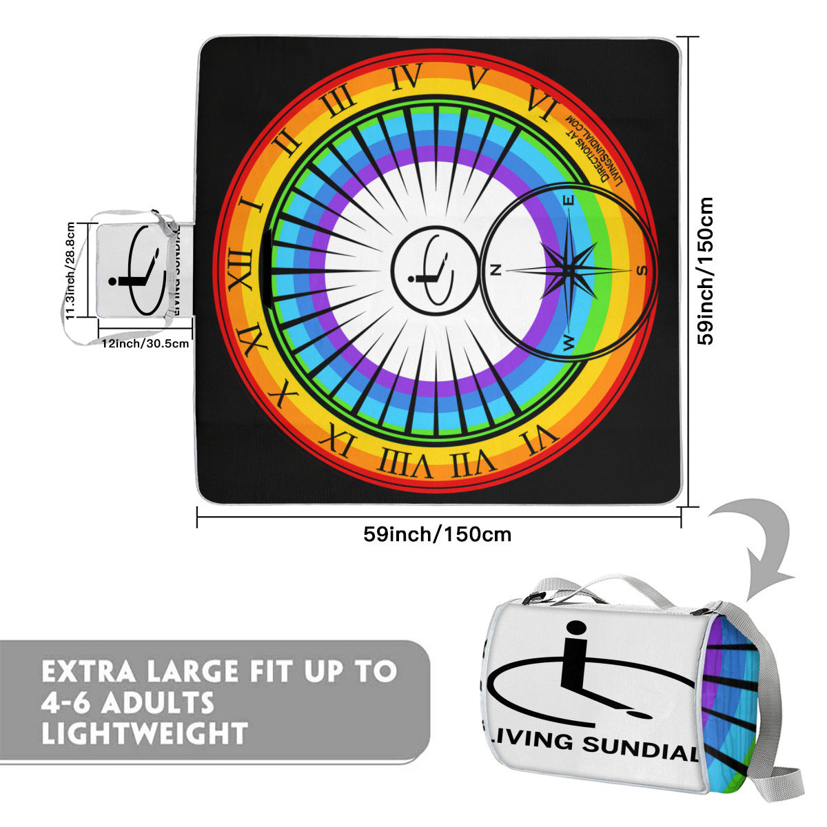 Square Picnic Mat - Rainbow