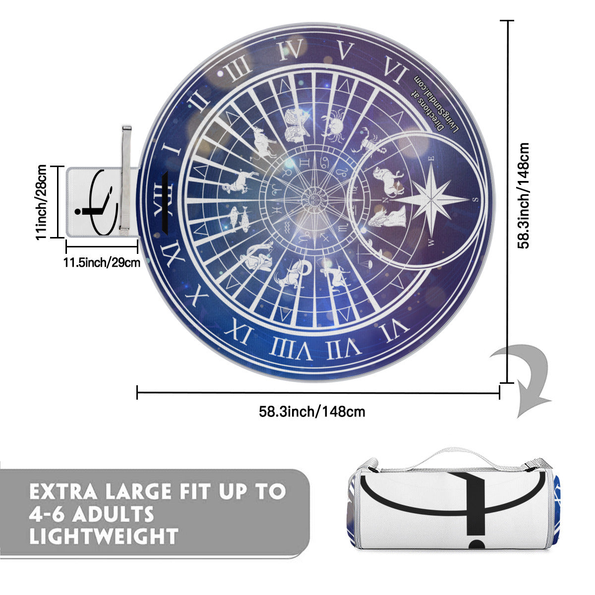 Round Picnic Mat - Celestial Signs
