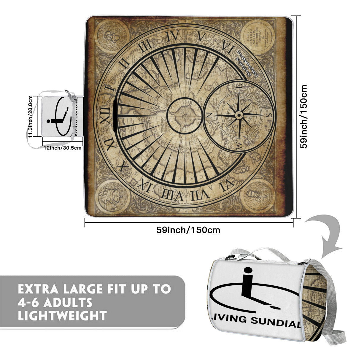 Square Picnic Mat - Antique Map