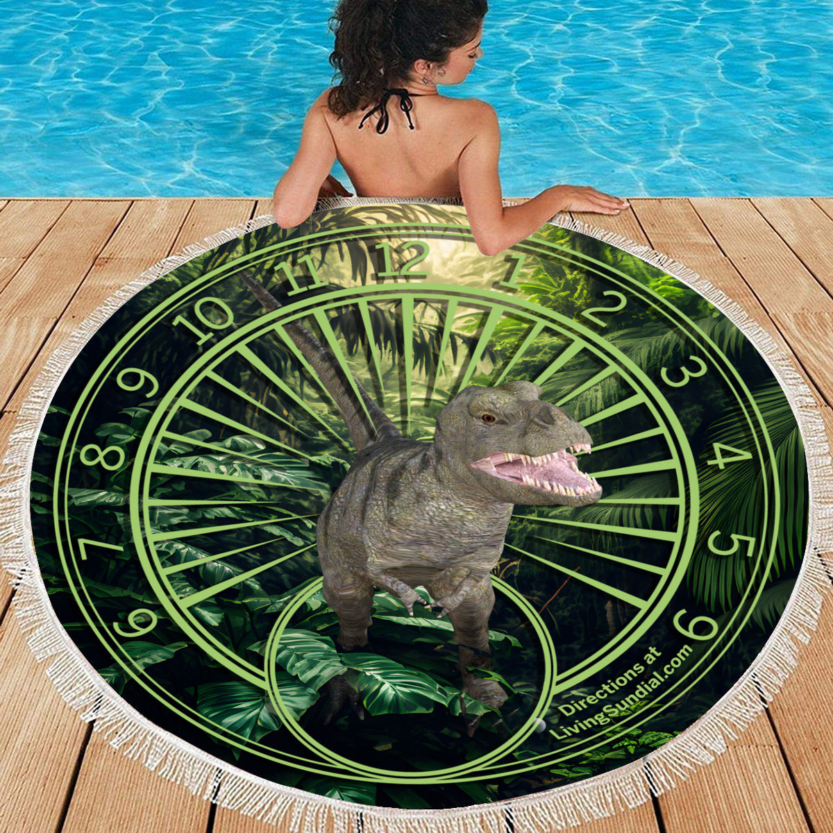Round Beach Towel - Dinosaur