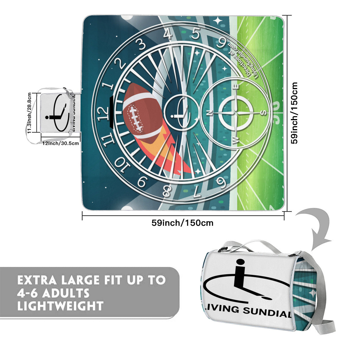 Square Picnic Mat - Football