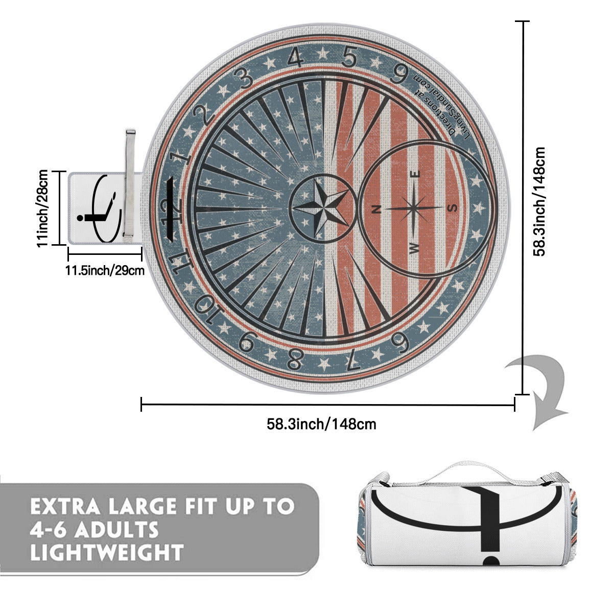 Round Picnic Mat - America