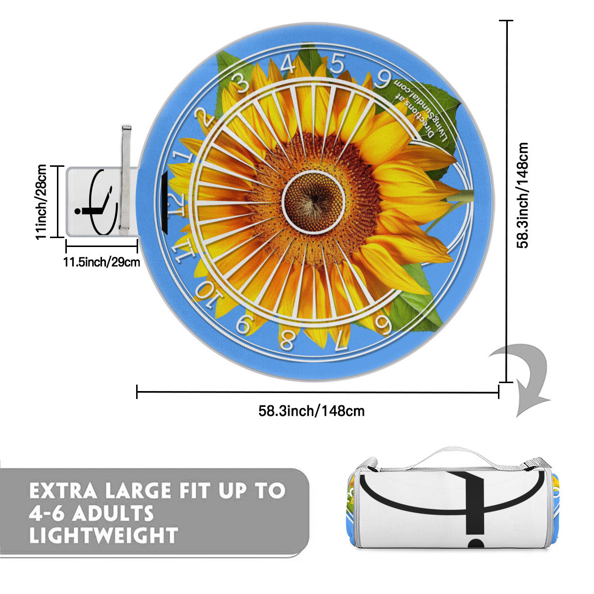 Round Picnic Mat - Sunflower