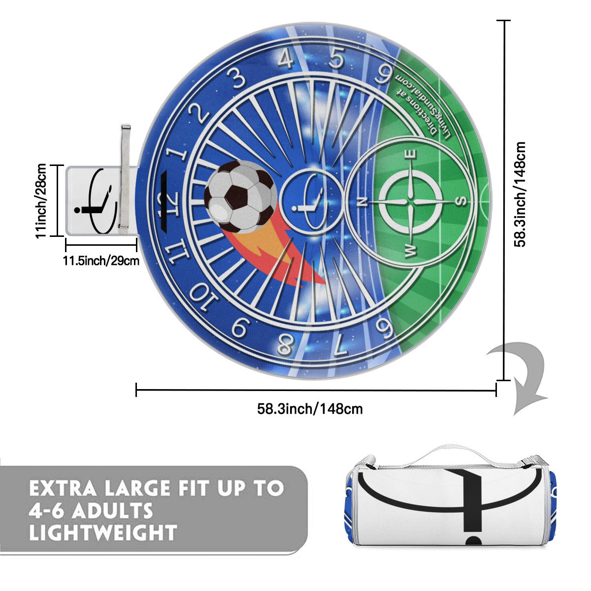 Round Picnic Mat - Soccer