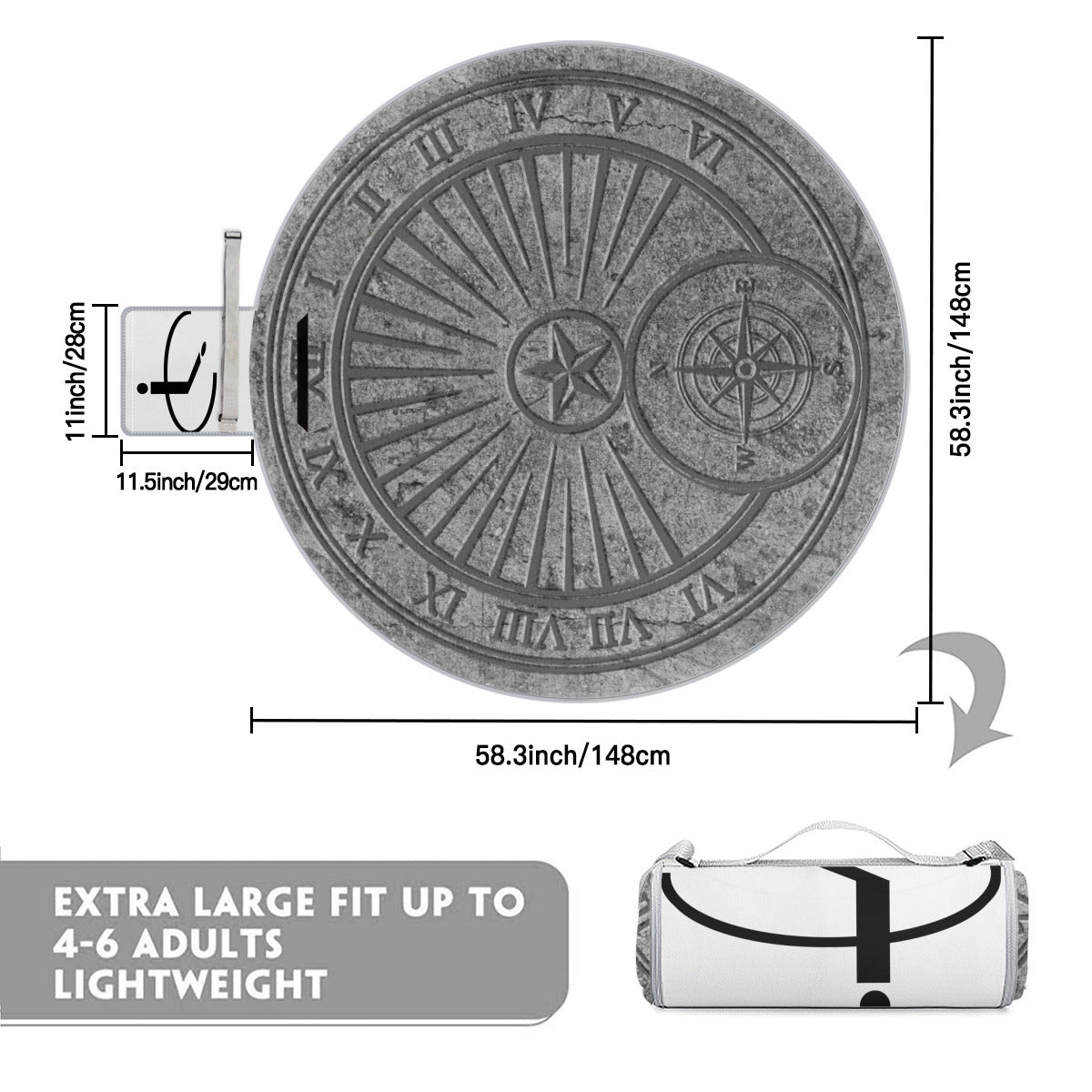 Round Picnic Mat - Granite