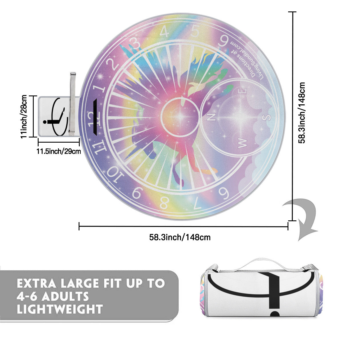 Round Picnic Mat - Unicorn