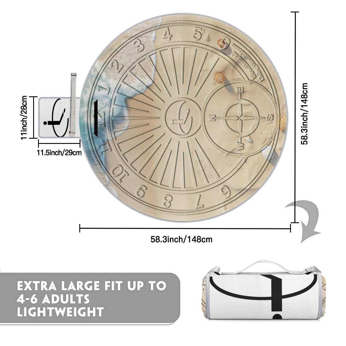 Round Picnic Mat - Beach