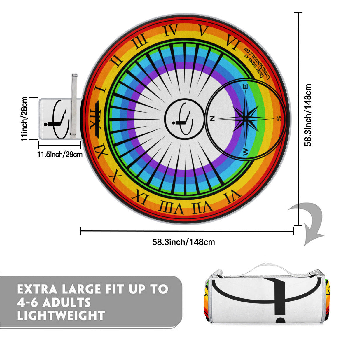 Round Picnic Mat - Rainbow