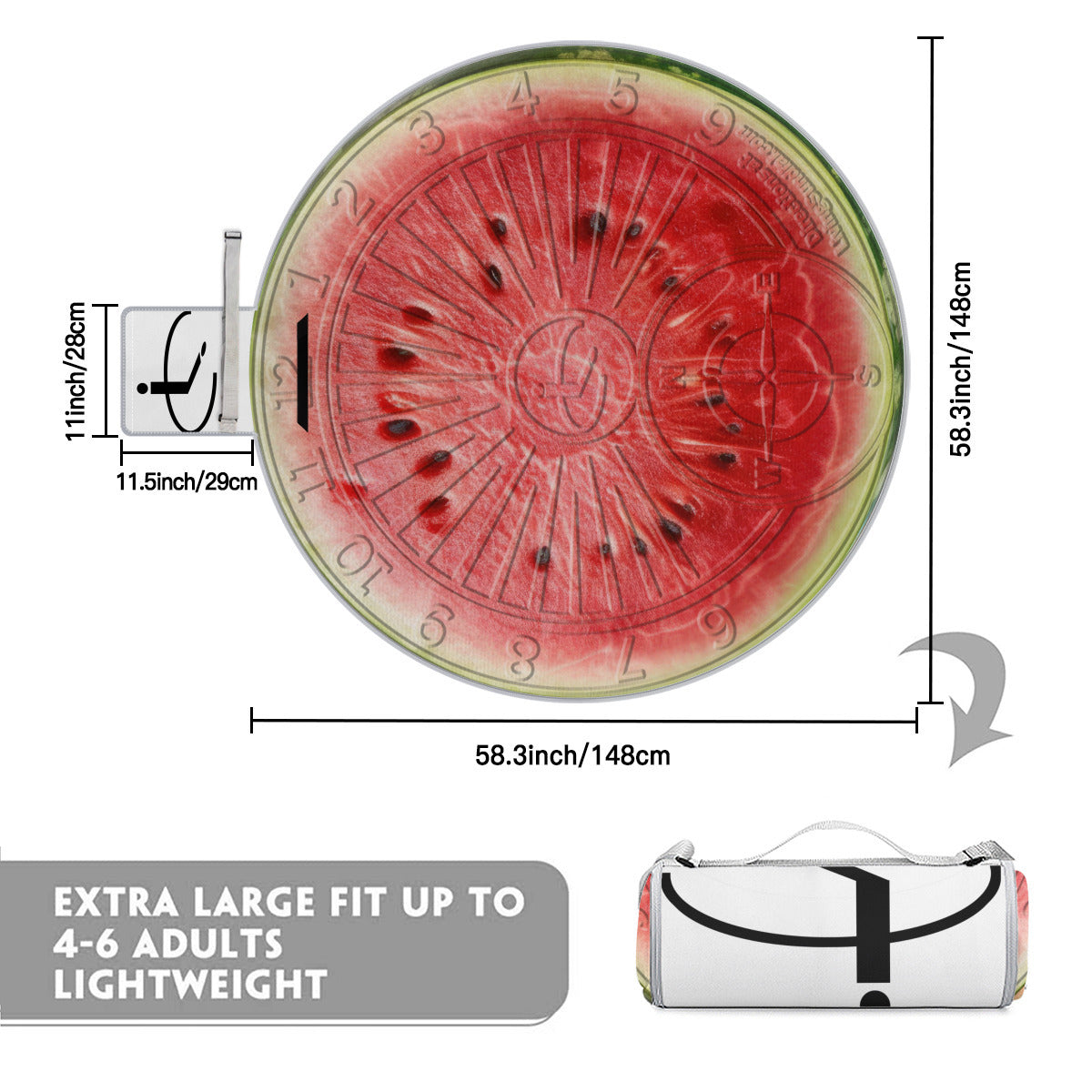 Round Picnic Mat - Watermelon