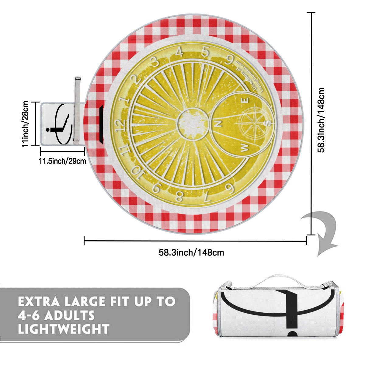 Round Picnic Mat - Lemon
