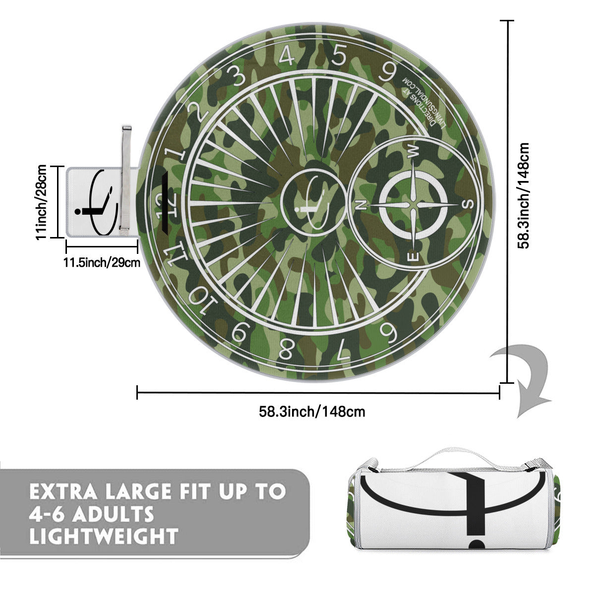 Round Picnic Mat - Camo