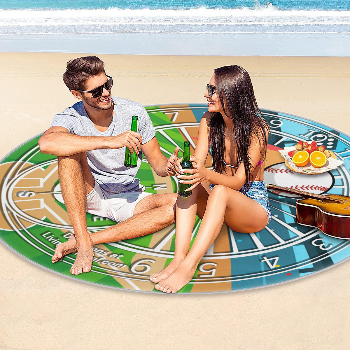 Round Picnic Mat - Baseball